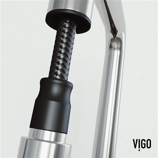 VIGO Parsons One-Handle Pull-Down Sprayer Kitchen Faucet with Soap Dispenser - Stainless Steel