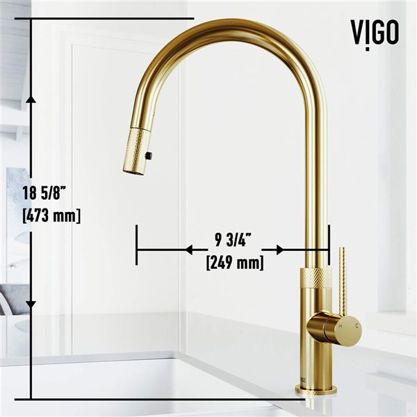 VIGO Bristol One-Handle Pull-Down Sprayer Kitchen Faucet - Matte Brushed Gold