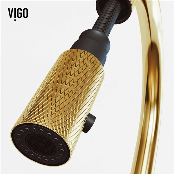 VIGO Bristol One-Handle Pull-Down Sprayer Kitchen Faucet - Matte Brushed Gold