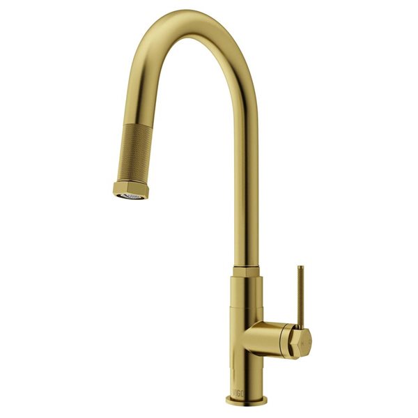 VIGO Hart Arched One-Handle Pull-Down Sprayer Kitchen Faucet - Matte Brushed Gold