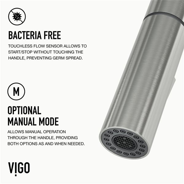 VIGO Greenwich One-Handle Pull-Down Sprayer Kitchen Faucet and Touchless Sensor - Stainless Steel