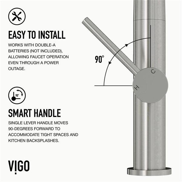 VIGO Greenwich One-Handle Pull-Down Sprayer Kitchen Faucet and Touchless Sensor - Stainless Steel