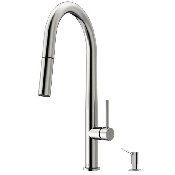VIGO Greenwich One-Handle Pull-Down Sprayer Kitchen Faucet with Braddock Soap Dispenser - Stainless Steel