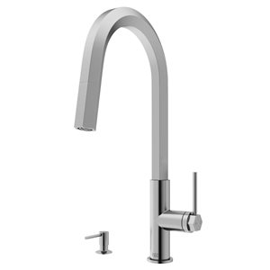 VIGO Hart Hexad One-Handle Pull-Down Sprayer Kitchen Faucet with Soap Dispenser - Stainless Steel