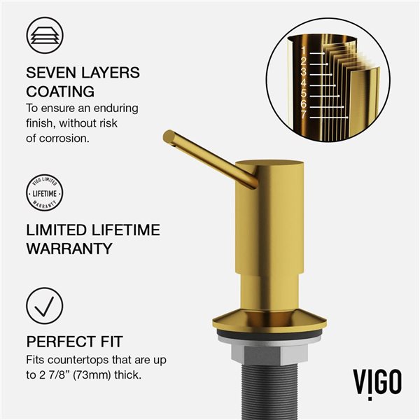 VIGO Gramercy One-Handle Pull-Down Sprayer Kitchen Faucet with Braddock Soap Dispenser - Matte Brushed Gold