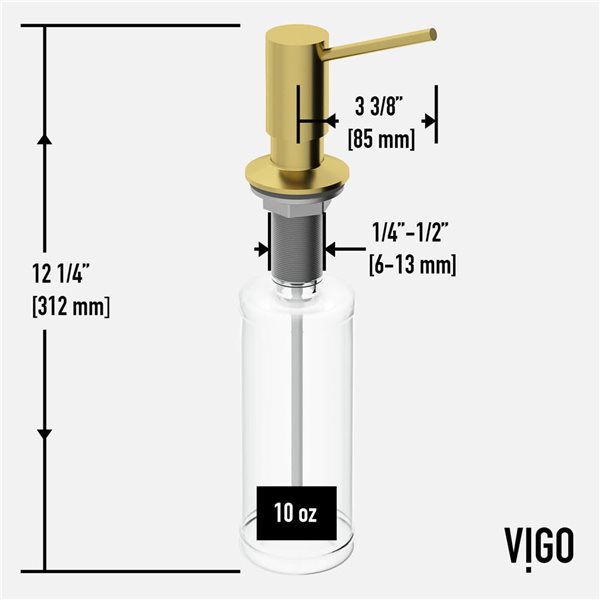 Robinet de cuisine mitigeur à douchette rétractable Gramercy de VIGO avec distributeur de savon Braddock, or brossé mat