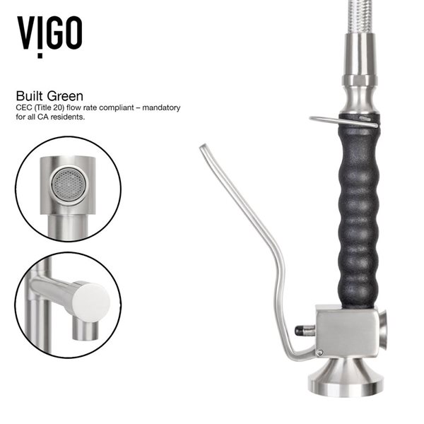 VIGO Zurich One-Handle Pull-Down Sprayer Kitchen Faucet - Stainless Steel