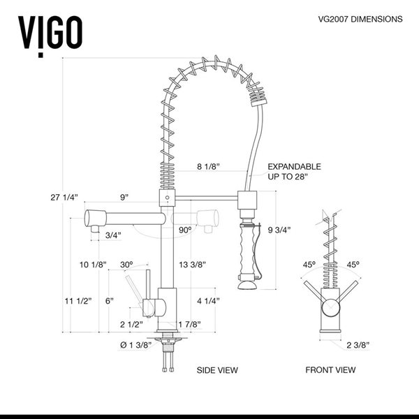 VIGO Zurich One-Handle Pull-Down Sprayer Kitchen Faucet - Stainless Steel