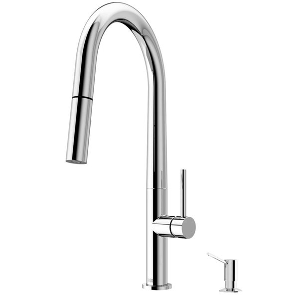 VIGO Greenwich One-Handle Pull-Down Sprayer Kitchen Faucet with Braddock Soap Dispenser - Chrome