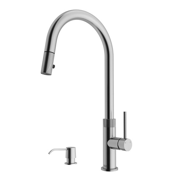VIGO Bristol One-Handle Pull-Down Sprayer Kitchen Faucet with Soap Dispenser - Stainless Steel
