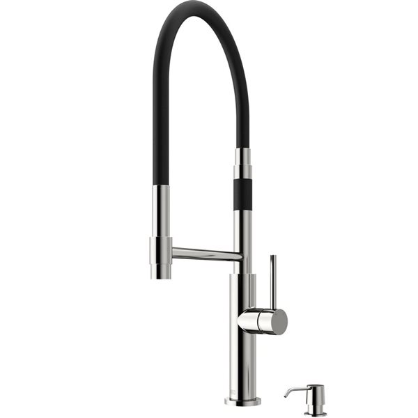 VIGO Norwood One-Handle Pull-Down Sprayer Kitchen Faucet with Soap Dispenser - Stainless Steel