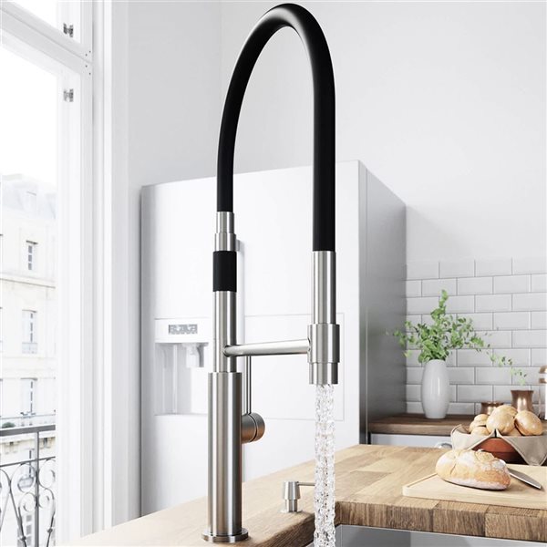 VIGO Norwood One-Handle Pull-Down Sprayer Kitchen Faucet with Soap Dispenser - Stainless Steel