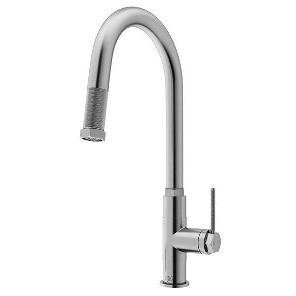 VIGO Hart Arched One-Handle Pull-Down Sprayer Kitchen Faucet - Stainless Steel