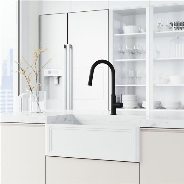 VIGO Hart Arched One-Handle Pull-Down Sprayer Kitchen Faucet - Matte Black