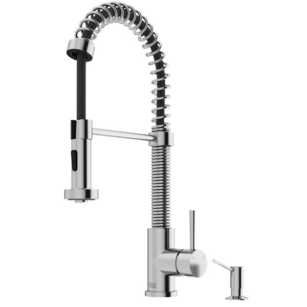 VIGO Edison One-Handle Pull-Down Sprayer Kitchen Faucet with Braddock Soap Dispenser - Stainless Steel