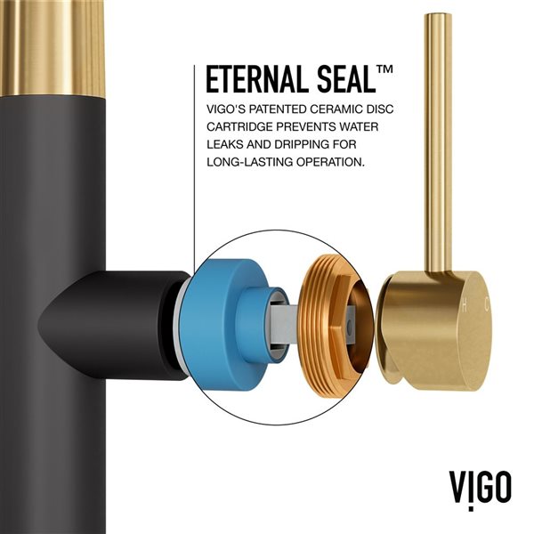 VIGO Greenwich One-Handle Pull-Down Sprayer Kitchen Faucet - Matte Brushed Gold/Matte Black