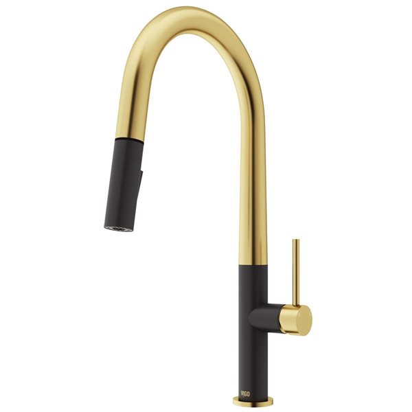 VIGO Greenwich One-Handle Pull-Down Sprayer Kitchen Faucet - Matte Brushed Gold/Matte Black