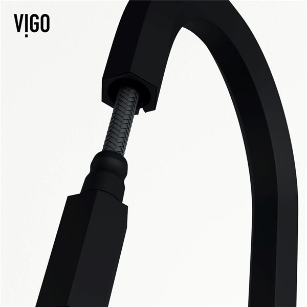 VIGO Hart Hexad One-Handle Pull-Down Sprayer Kitchen Faucet - Matte Black