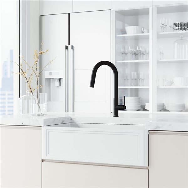 VIGO Hart Hexad One-Handle Pull-Down Sprayer Kitchen Faucet - Matte Black