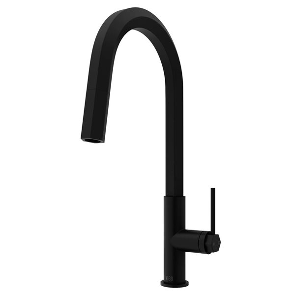 VIGO Hart Hexad One-Handle Pull-Down Sprayer Kitchen Faucet - Matte Black