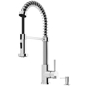 VIGO Edison One-Handle Pull-Down Sprayer Kitchen Faucet with Bolton Soap Dispenser - Chrome