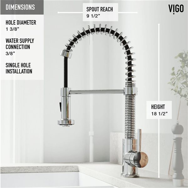 VIGO Edison One-Handle Pull-Down Sprayer Kitchen Faucet with Soap Dispenser - Chrome