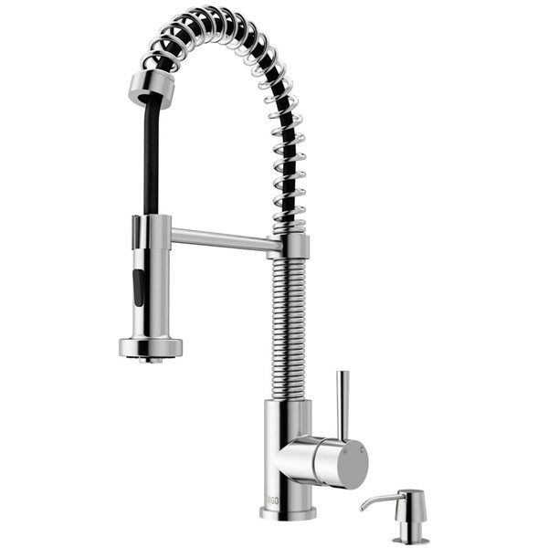VIGO Edison One-Handle Pull-Down Sprayer Kitchen Faucet with Soap Dispenser - Chrome