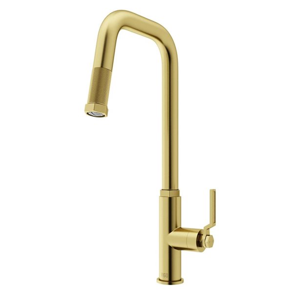 VIGO Hart Angular One-Handle Pull-Down Sprayer Kitchen Faucet - Matte Brushed Gold