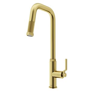 VIGO Hart Angular One-Handle Pull-Down Sprayer Kitchen Faucet - Matte Brushed Gold