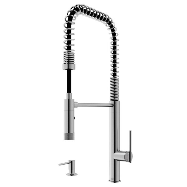 VIGO Sterling One-Handle Pull-Down Sprayer Kitchen Faucet with Soap Dispenser - Stainless Steel