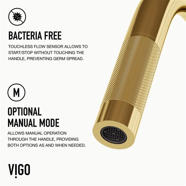 VIGO Gramercy One-Handle Pull-Down Sprayer Kitchen Faucet and Touchless Sensor - Matte Brushed Gold