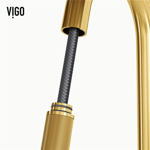 VIGO Gramercy One-Handle Pull-Down Sprayer Kitchen Faucet and Touchless Sensor - Matte Brushed Gold