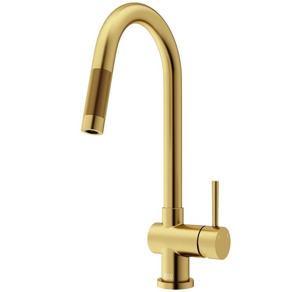 VIGO Gramercy One-Handle Pull-Down Sprayer Kitchen Faucet and Touchless Sensor - Matte Brushed Gold