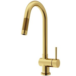 VIGO Gramercy One-Handle Pull-Down Sprayer Kitchen Faucet and Touchless Sensor - Matte Brushed Gold