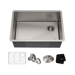 Kraus Standart PRO 27-in 16 Gauge Undermount Single Bowl Stainless Steel Kitchen Sink