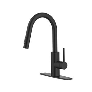 Kraus Oletto Pull-Down Single Handle Kitchen Faucet with QuickDock Top Mount Installation Assembly - Matte Black