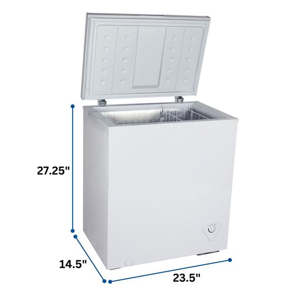 Congélateur coffre compact Koolatron 5 pi³ blanc avec dégivrage manuel, 142 L