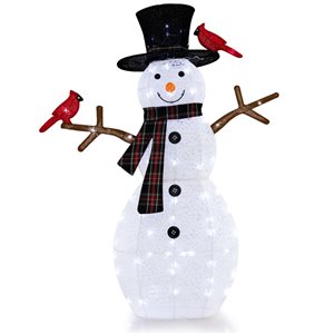 Costway 4.2-ft Holiday Snowman and Redbirds Christmas Decoration with LED Lights