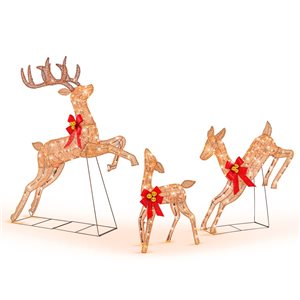 Costway 3-PC Lighted Christmas Reindeer Family Set Holiday Decoration with 255 Lights