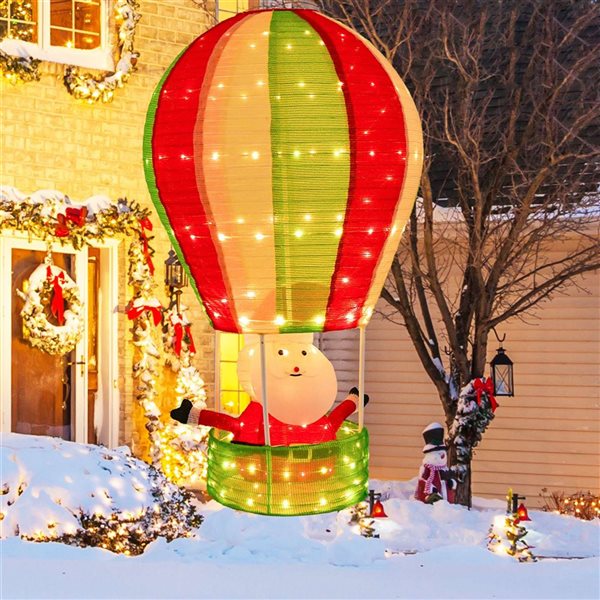 Costway 4.5-ft Christmas Santa Claus with Hot Air Balloon Pop-up Lighted Decoration