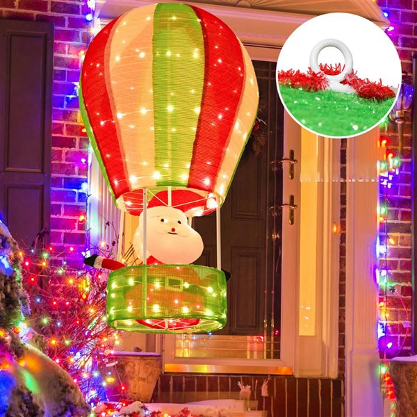 Costway 4.5-ft Christmas Santa Claus with Hot Air Balloon Pop-up Lighted Decoration