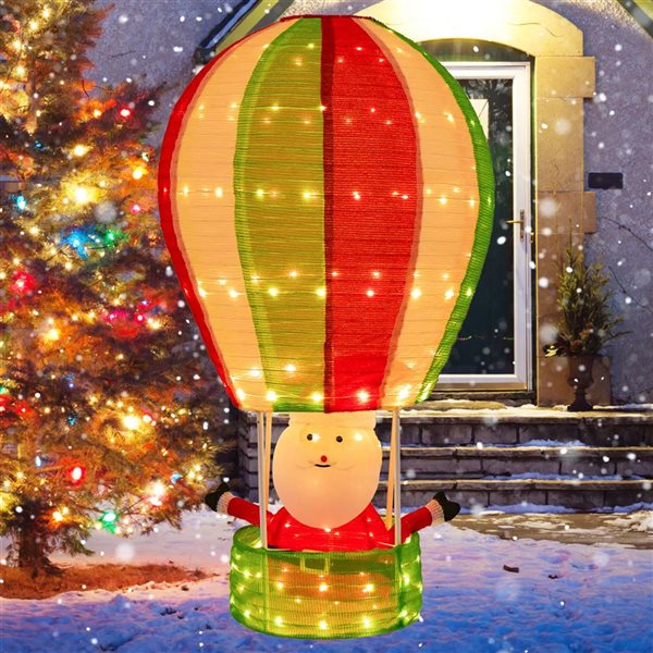 Costway 4.5-ft Christmas Santa Claus with Hot Air Balloon Pop-up Lighted Decoration