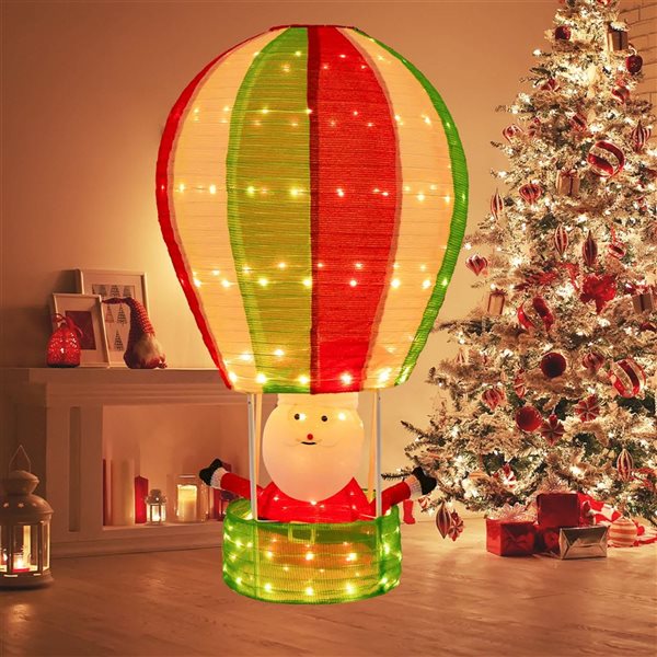 Costway 4.5-ft Christmas Santa Claus with Hot Air Balloon Pop-up Lighted Decoration