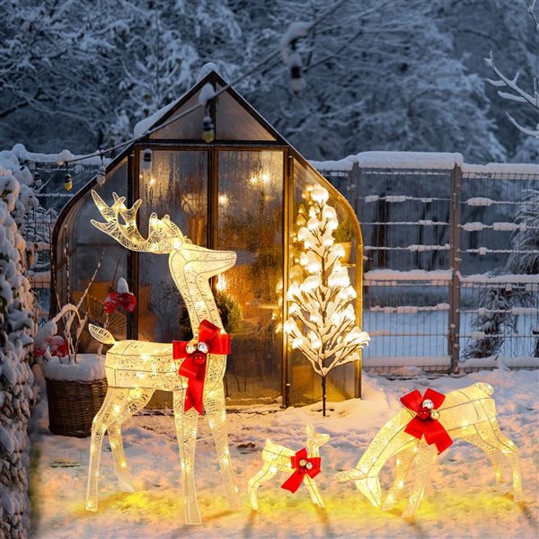 Costway 3-PC Lighted Reindeer Family Christmas Decoration with 230 LED Lights