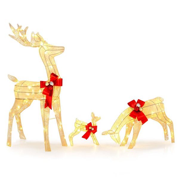 Costway 3-PC Lighted Reindeer Family Christmas Decoration with 230 LED Lights