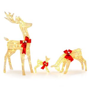 Costway 3-PC Lighted Reindeer Family Christmas Decoration with 230 LED Lights