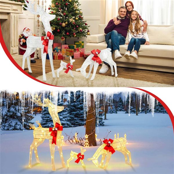 Costway 3-PC Lighted Reindeer Family Christmas Decoration with 230 LED Lights