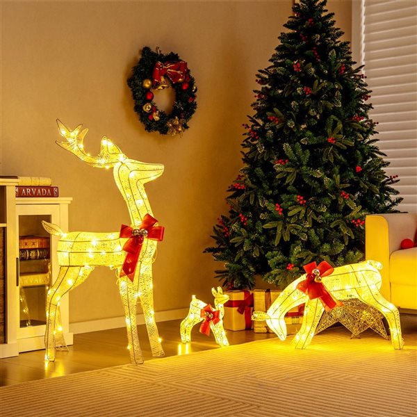 Costway 3-PC Lighted Reindeer Family Christmas Decoration with 230 LED Lights