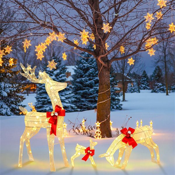 Costway 3-PC Lighted Reindeer Family Christmas Decoration with 230 LED Lights