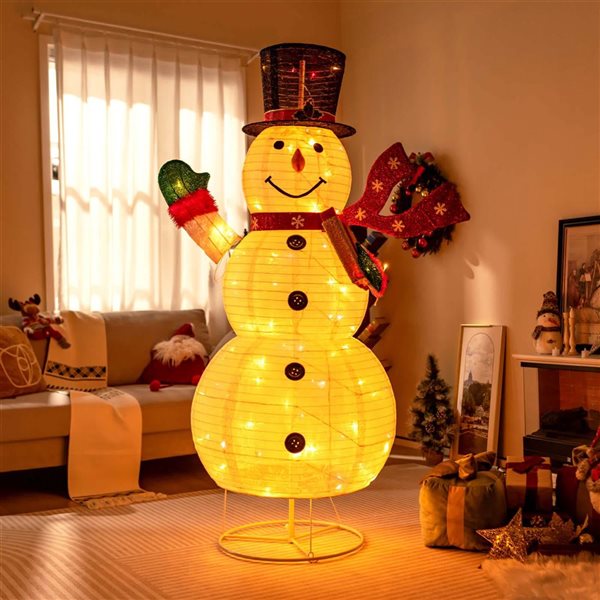 Costway 6-ft Pre-lit Christmas Snowman Decoration with 8 Lighting and 4 Brightness Modes